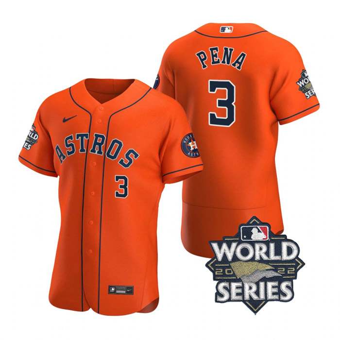 Astros 3 Jeremy Pena Orange Nike 2022 World Series Flexbase Jersey->houston astros->MLB Jersey